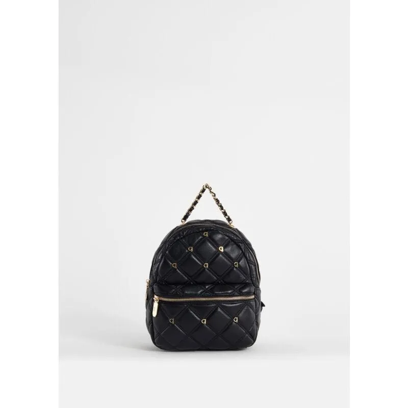 Zaino nero trapuntato con logo