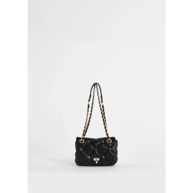 Borsa a spalla nera trapuntata