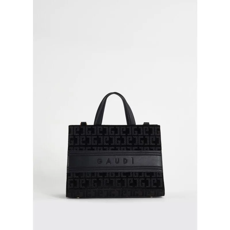 Shopping bag nera con logo