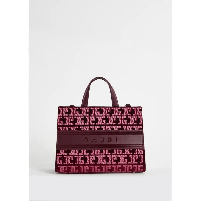 Shopping bag bordeaux con logo