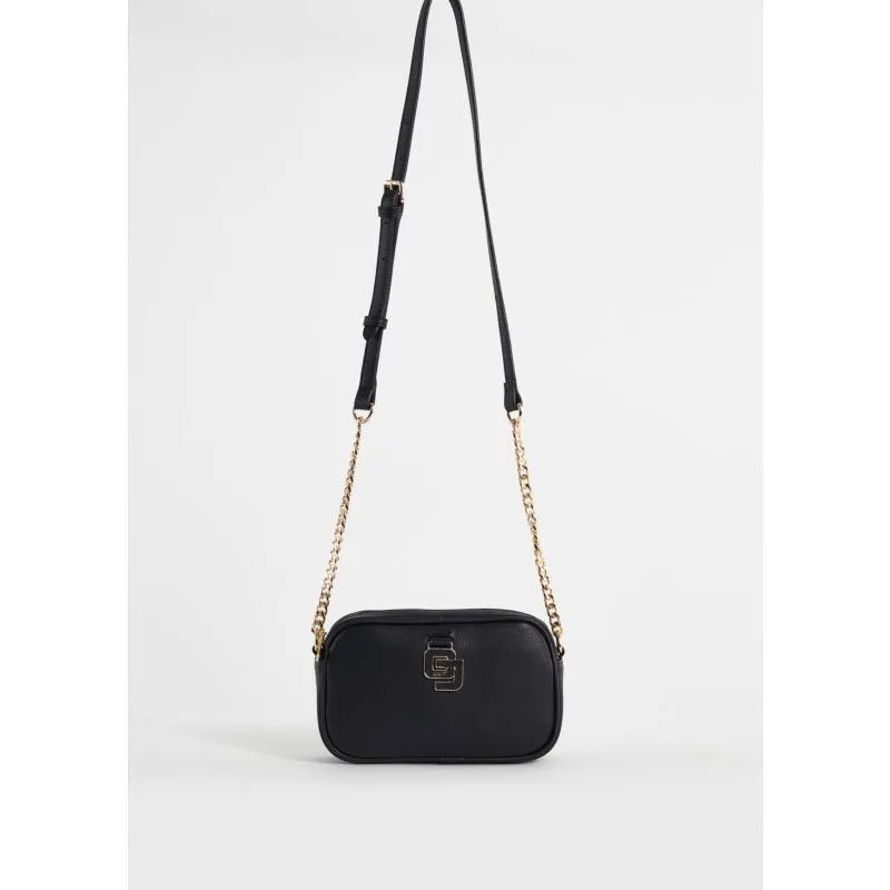 Borsa crossbody nera con charm