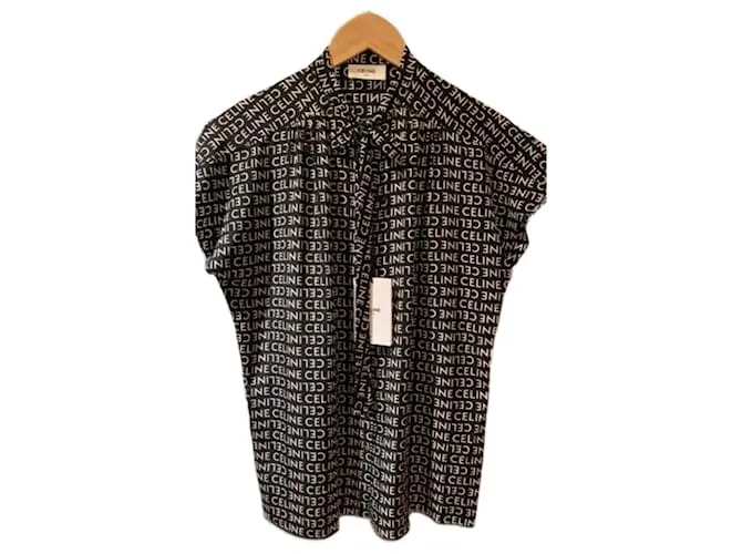 Céline Blusa in seta Lavalliere CELINE Taglia 36FR BNWT Prezzo di listino 1.750 $ Nero