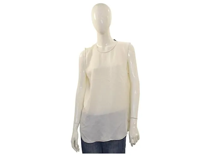 Top tunica senza maniche in seta avorio Theory – Pezzo di design minimalista di lusso TAGLIA L Bianco