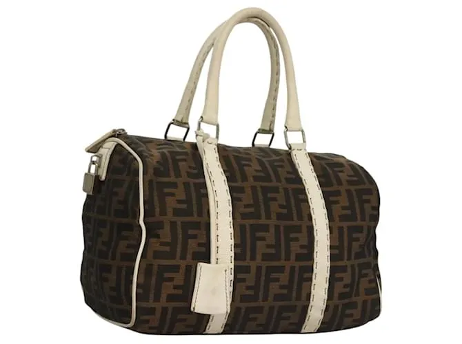 Borsa a mano FENDI Celeria Zucca in tela nera argento marrone Auth 136283 Nero