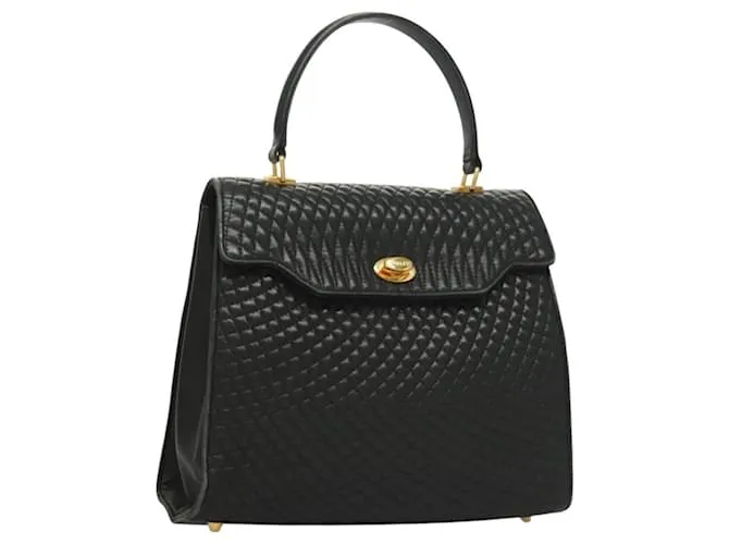 BALLY Borsa a Mano Trapuntata in Pelle Nera e Oro Auth BA4372 Nero D'oro