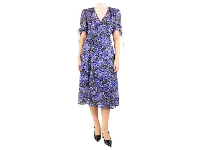 The Kooples Abito midi avvolgente stampato floreale viola - taglia UK 10