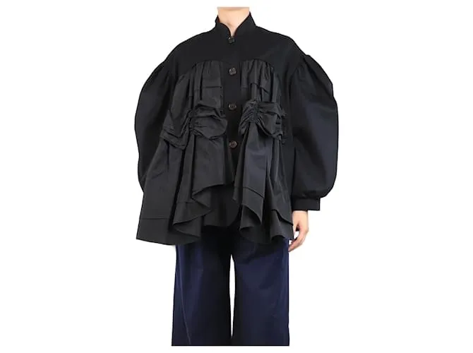 Simone Rocha Giacca nera in taffetà con maniche a sbuffo - taglia UK 10 Nero