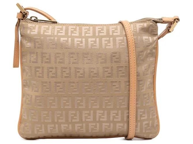 Borsa a tracolla in tela Zucchino marrone Fendi Beige