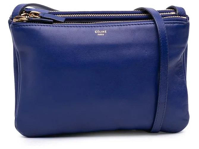 Céline Celine Blu Piccolo Trio in Pelle di Agnello Crossbody