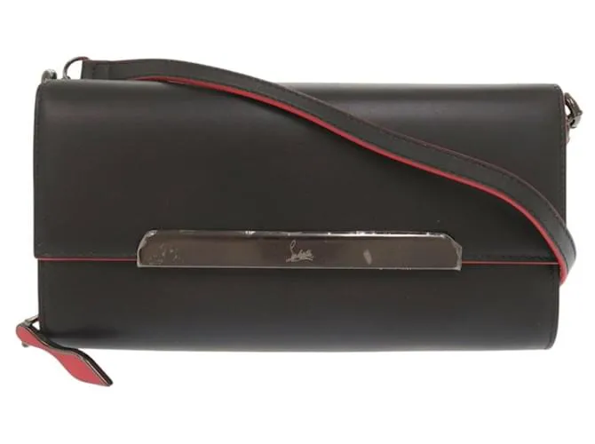 Portafoglio a spalla in pelle nera Christian Louboutin Nero