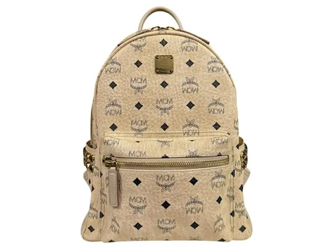 MCM STARK Visetos Zaino con Borchie Laterali Beige