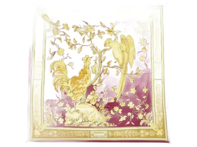 Hermès FULAR VINTAGE HERMES CHANTECLAIR 1ª EDIZIONE 90 SETA ROSSA Rosso