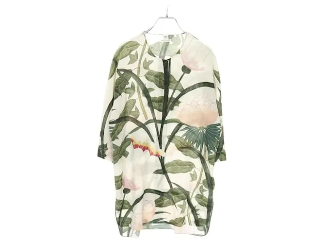 Blusa in seta Hermès Bianco Multicolore Verde Crudo