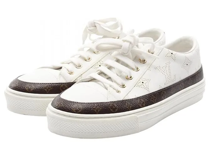 Sneaker in tela rivestita Monogram Stellar Line di Louis Vuitton Marrone Bianco