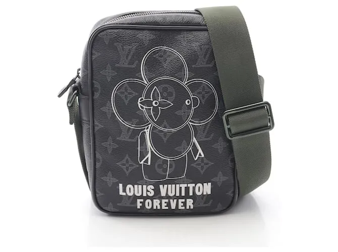 Borsa a Spalla Monogram Danube PM di Louis Vuitton Nero Bianco Cachi