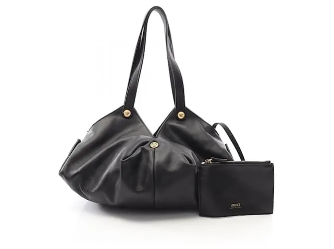 Borsa a Spalla in Pelle Protea di Versace Nero