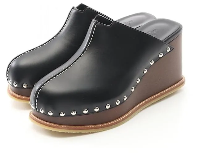 Mule in pelle Terra Hermès Marrone Nero