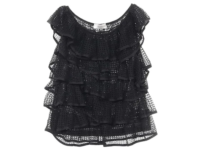 Top in Rayon Nylon Valentino Nero