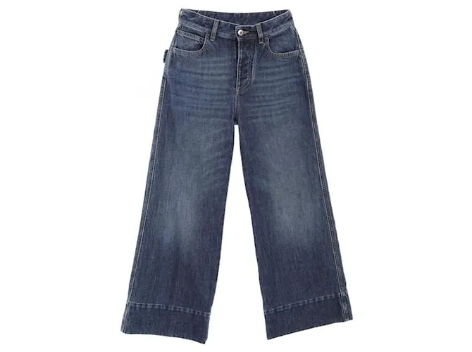 Pantaloni in denim di cotone Bottega Veneta Blu Blu navy