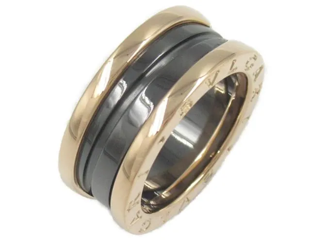 Bulgari Anello BVLGARI B-zero1 in oro rosa Au750 e ceramica, misura 7 Nero