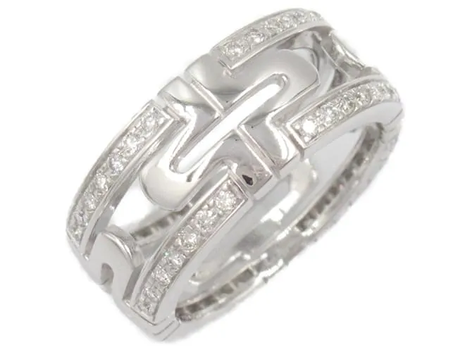 Bulgari Anello Bvlgari Open Parentesi in oro bianco Au750 con diamanti, misura 8