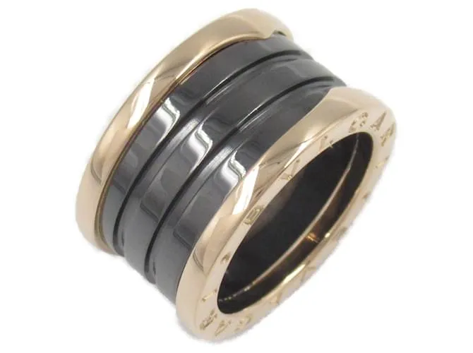 Bulgari Anello Bvlgari B-zero1 in ceramica Au750 Taglia 9 Nero