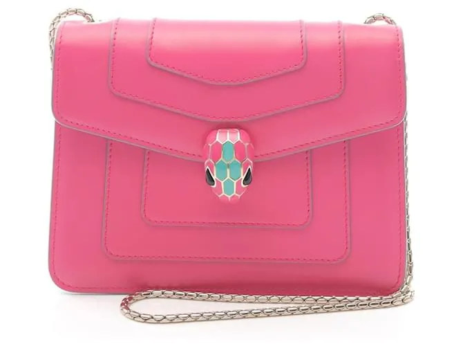 Bulgari Borsa a Spalla in Pelle Serpenti Forever di BVLGARI Rosa Bianco