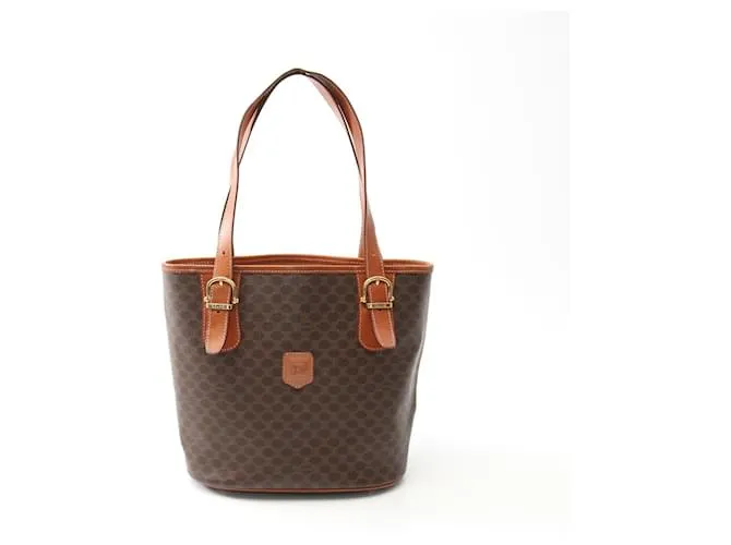 Céline Borsa tote in tela rivestita in PVC Celine Macadam Marrone