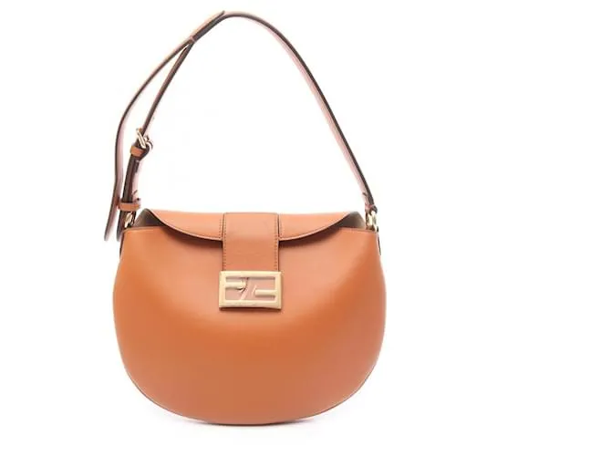 Borsa in pelle Croissant Fendi Marrone