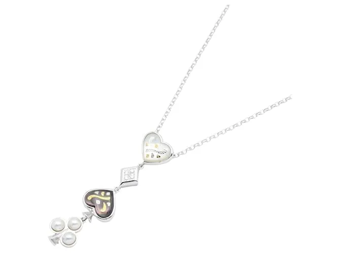 Collana in perle e diamanti K18WG K18 di Mikimoto Bianco