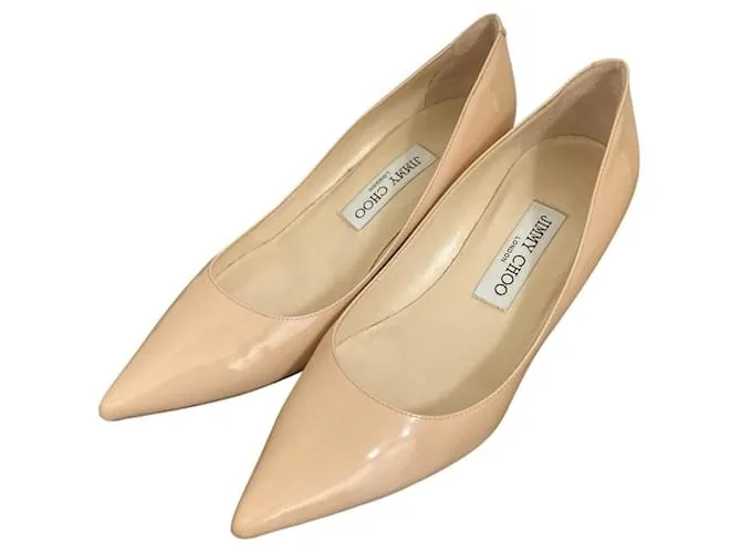 Décolleté in pelle verniciata Jimmy Choo Beige