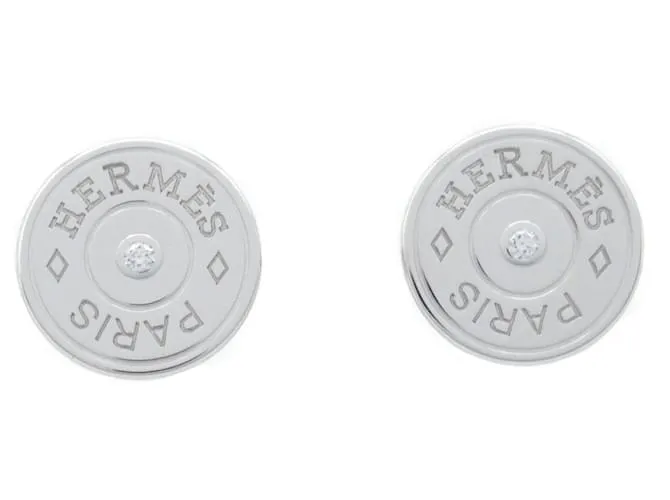 Hermès Orecchini in diamante Clou de Selle K18WG di Hermes Gambade Argento