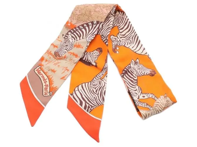Foulard in seta Les Zebres di Hermès Arancione