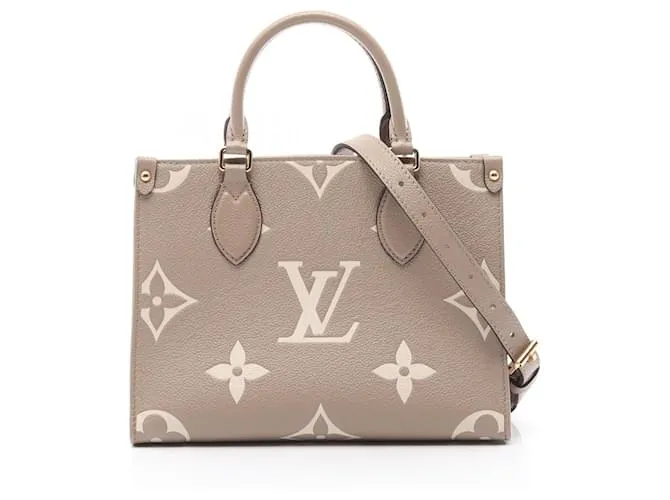 Borsa a mano Monogram Empreinte OnTheGo PM di Louis Vuitton Beige Crudo