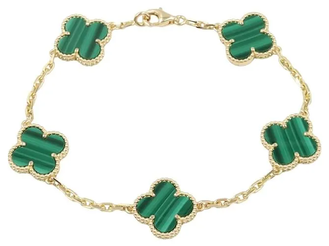 Bracciale in Malachite Au750 Vintage Alhambra di Van Cleef & Arpels Verde