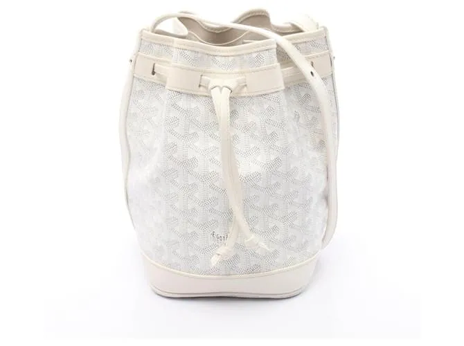 Borsa a spalla in tela rivestita in PVC Goyard Petit Flot in pelle Bianco Grigio