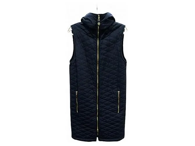 Gilet lungo in nylon in pelliccia di visone trapuntata Louis Vuitton Nero