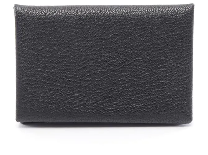 Portamonete Calvi in capra Hermès Nero