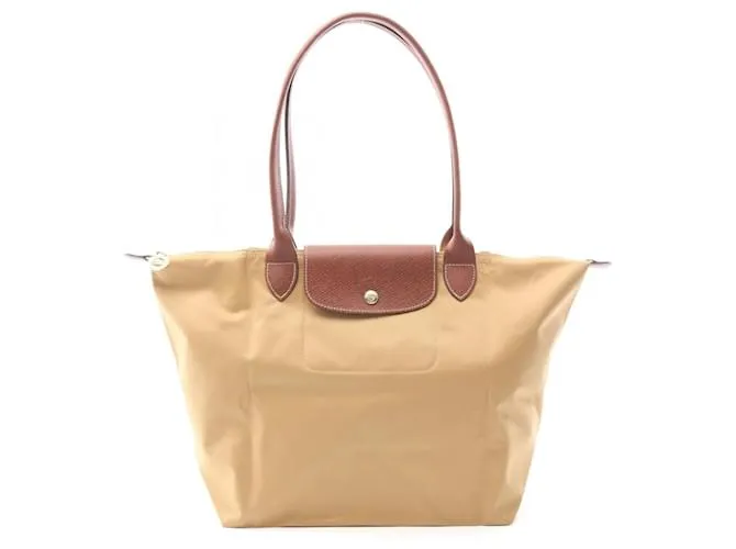 Borsa Tote in Tela e Pelle Le Pliage Original di Longchamp Marrone