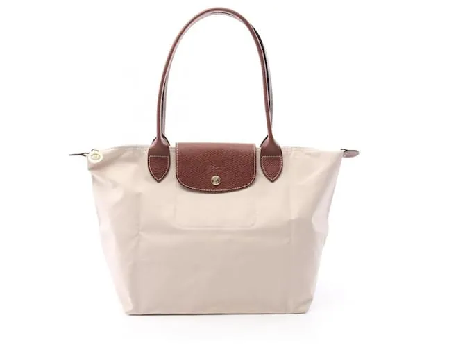 Borsa Tote in Tela e Pelle Longchamp LE PLIAGE ORIGINAL Marrone Beige