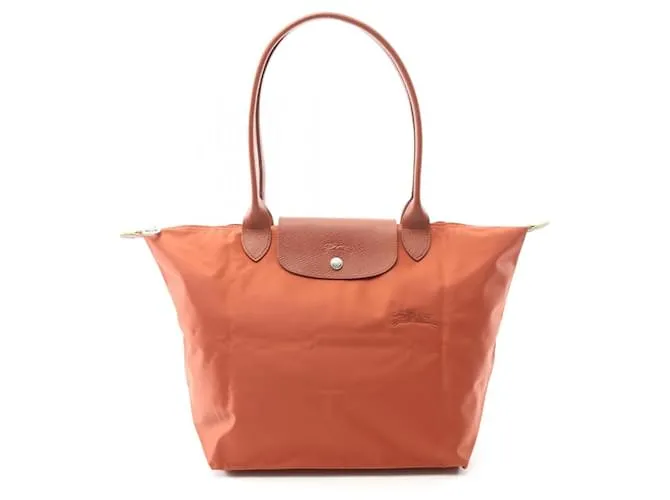 Borsa a spalla in tela e pelle Le Pliage Green di Longchamp Marrone Bronzo