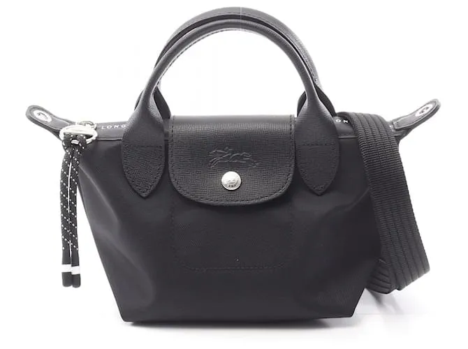 Borsa 2 in 1 in tela e pelle Le Pliage Energy di Longchamp Nero