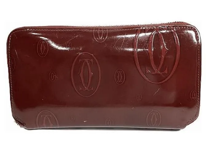 Portafoglio Lungo in Smalto Buon Compleanno Cartier Marrone Bordò