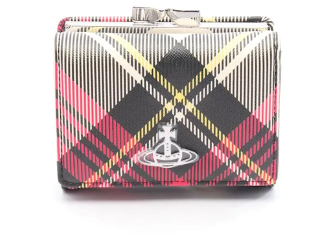 Portafoglio SMALL FRAME in tela rivestita in PVC di Vivienne Westwood Nero Rosa Multicolore