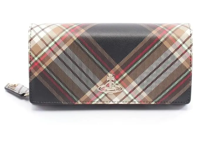 Portafoglio Lungo in Tela Rivestita in PVC con Logo Classico Vivienne Westwood Bronzo