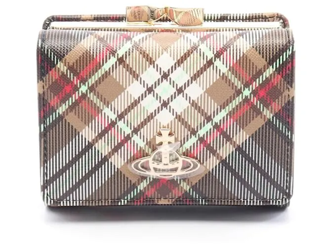 Portafoglio SMALL FRAME in tela rivestita in PVC di Vivienne Westwood Marrone Multicolore