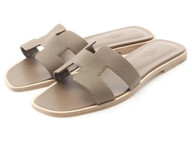 Mule Hermès Oran in Pelle Epsom Marrone