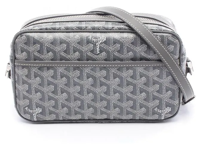 Borsa a Spalla Goyard Cap Vert PM in Tela Rivestita in PVC e Pelle Grigio