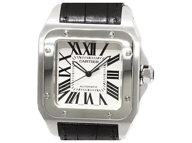 Orologio Cartier Santos 100 con quadrante bianco W20073X8