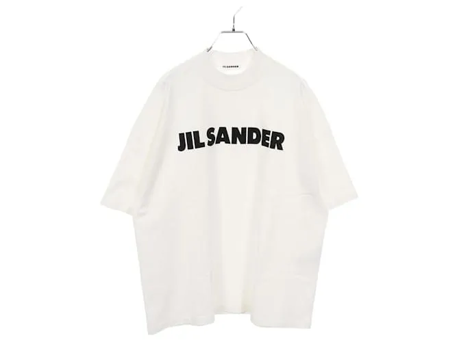 Top in cotone con stampa logo Jil Sander Bianco